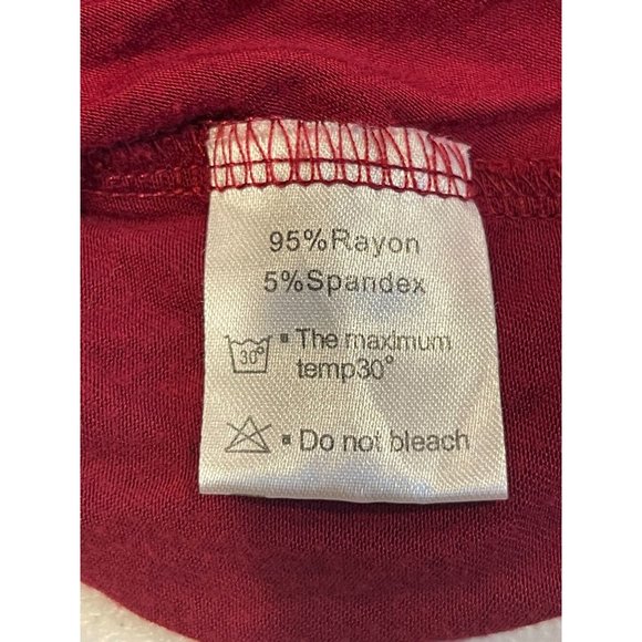 HIM ONE Womens Shift Mini Dress Long Sleeve Round Neck Maroon Size Medium - Picture 7 of 8